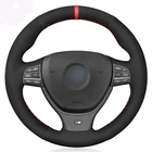 Чехол рулевого колеса автомобиля DIY ручной работы черная замша для BMW 5 серии 520i 528i F10 F11 F07 2009-2017 M5 F10 2011-2013