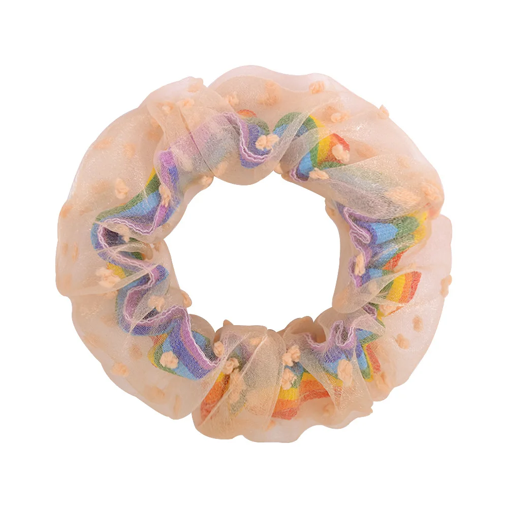 30 шт./лот сетчатые резинки с резиной Радужное кольцо для волос в горошек веревка