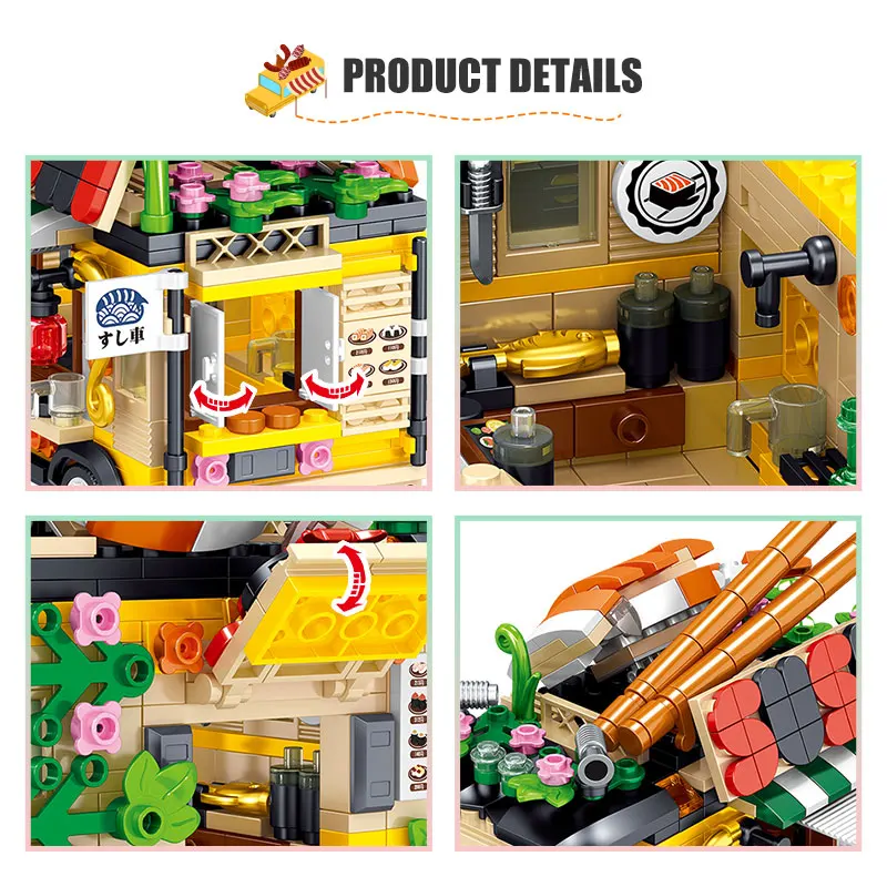 

City Mini Girls Ice Cream Sets Model Building Blocks Friends Racing Vehicle Hot Dog Camping Car Bricks Toys For Children