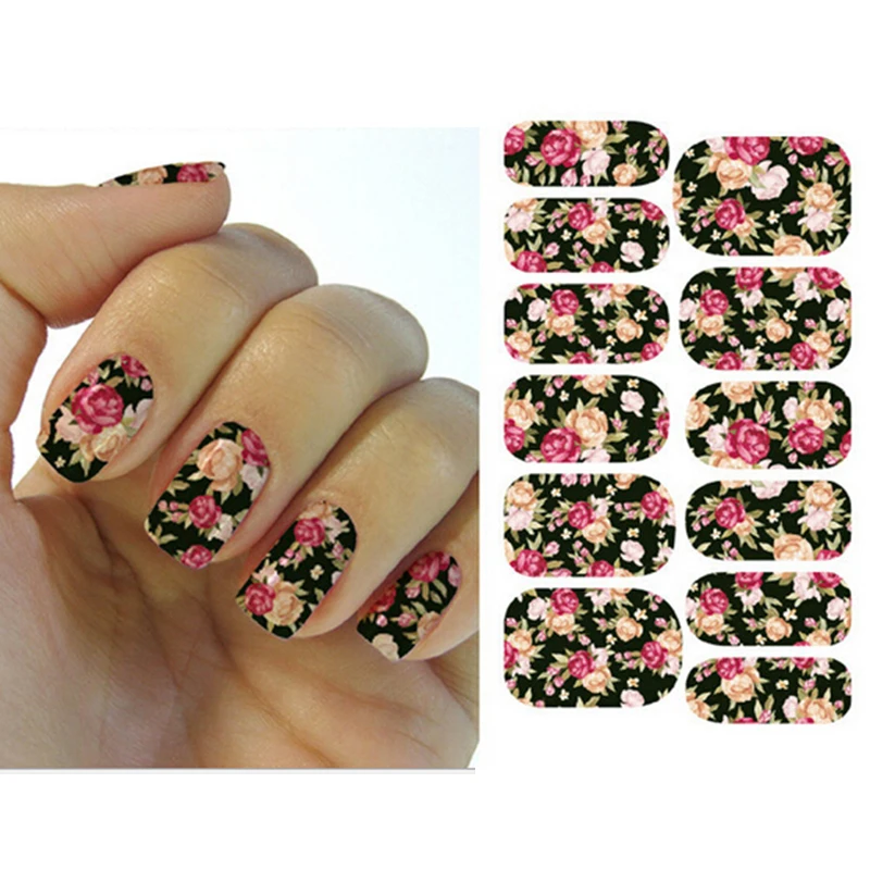 Новые Накладные ногти элегантные профессиональные Переводные розы цветы узор