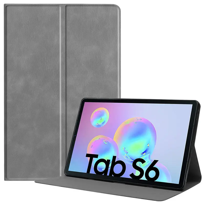 Gray Чехол для Samsung Galaxy Tab S6 10,5 SM-T860 SM-T865 T860 10," Smart Cover Funda Tablet PU кожаный чехол-подставка+ подарок - Цвет: Gray