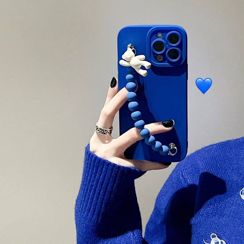 Корейский милый мультяшный медведь браслет с бусинами цепочка мягкий чехол для