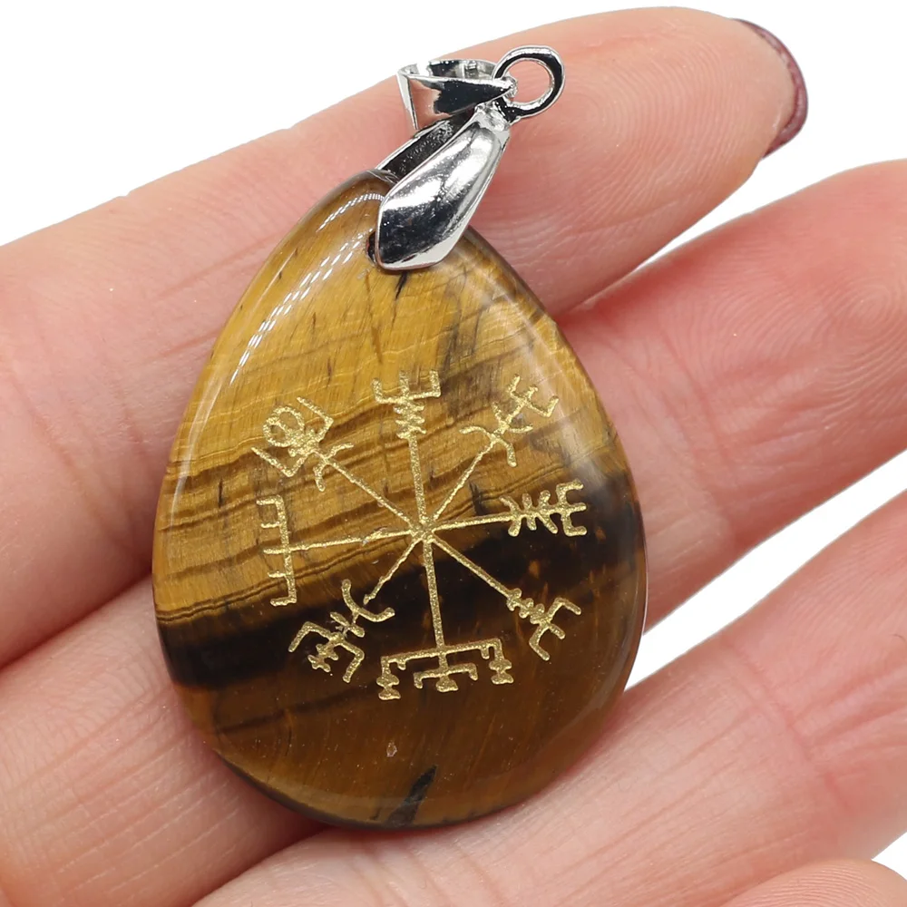 Подвеска с натуральными камнями в форме капли 25 х35 мм | Подвески