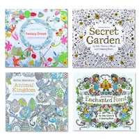 4 pcs 24 pages animal kingdom english edition coloring book for children adult relieve stress kill time painting drawing books