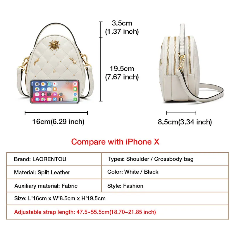 

OLDSTERHEAD Women's Casual Mini Crossbody Bag Cowhide Plaid Round Tote Lady Stylish Shoulder Messenger Bag Mother's Day Gift