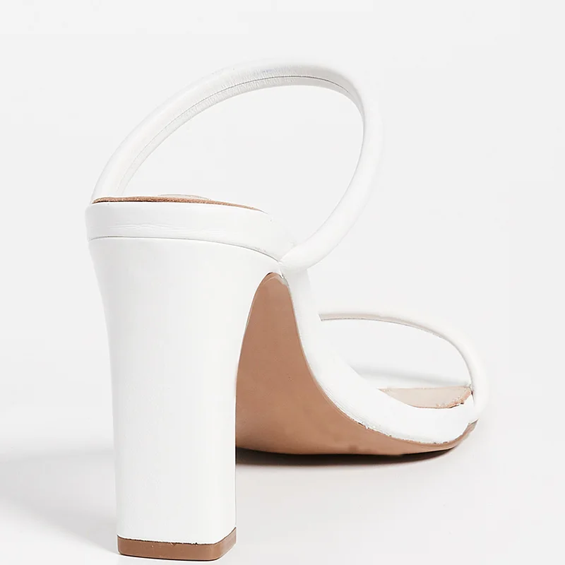 Сандалии Женские однотонные на очень высоком квадратном каблуке базовые