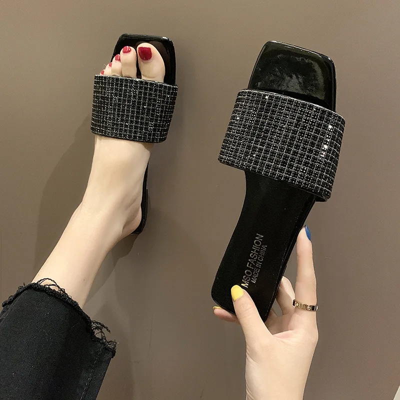 

Rhinestone Women Slippers Flip Flops Summer Slides Women Shoes Crystal Diamond Bling Beach Slides Sandals Casual Shoes Slip On