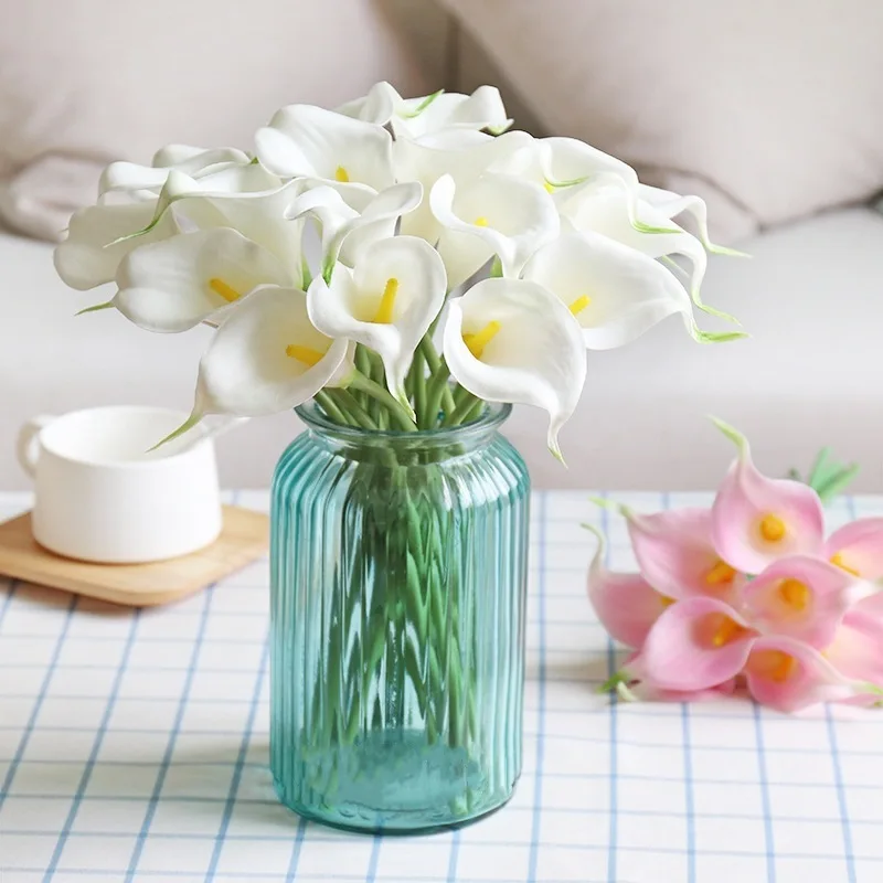 

10pcs PU Calla Lily Real Touch Artificial Flowers For Wedding Decoration Handmade DIY Bride Bouquet Floral Artificial Decoration