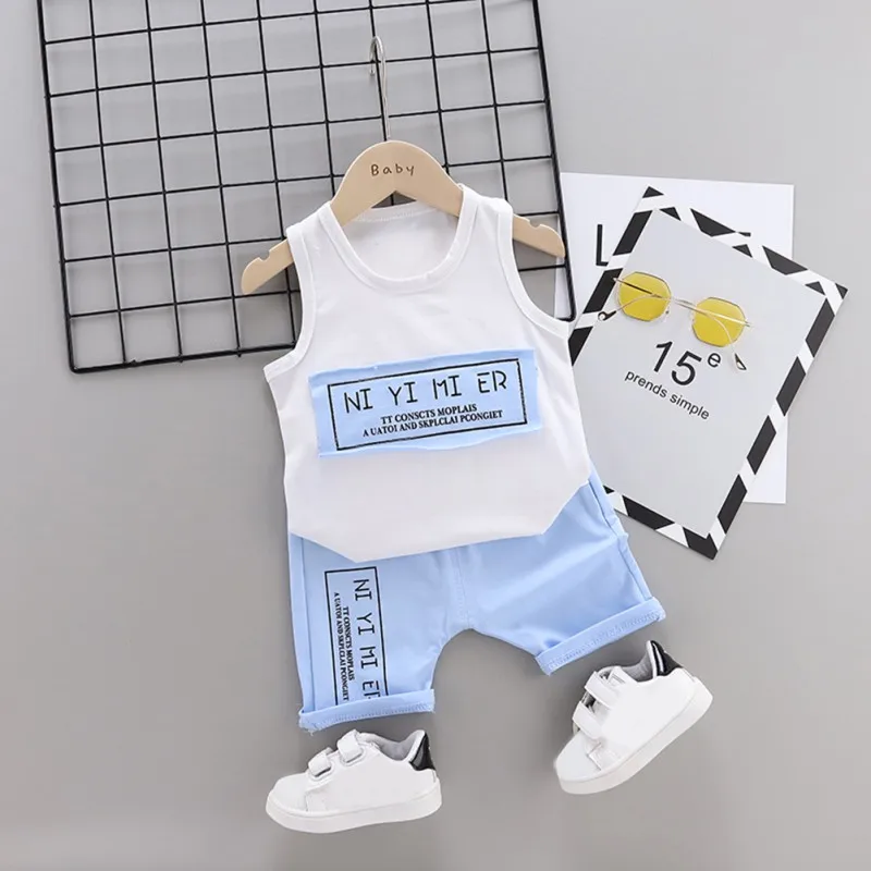 

Toddler Baby Clothes Sleeveless Vest Tops Letter Print Short Pants 2PCS Outfit Set 12