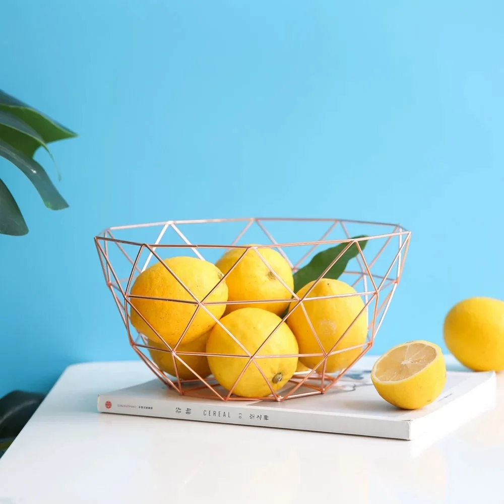 Корзина для фруктов в скандинавском стиле корзина хранения из розового золота