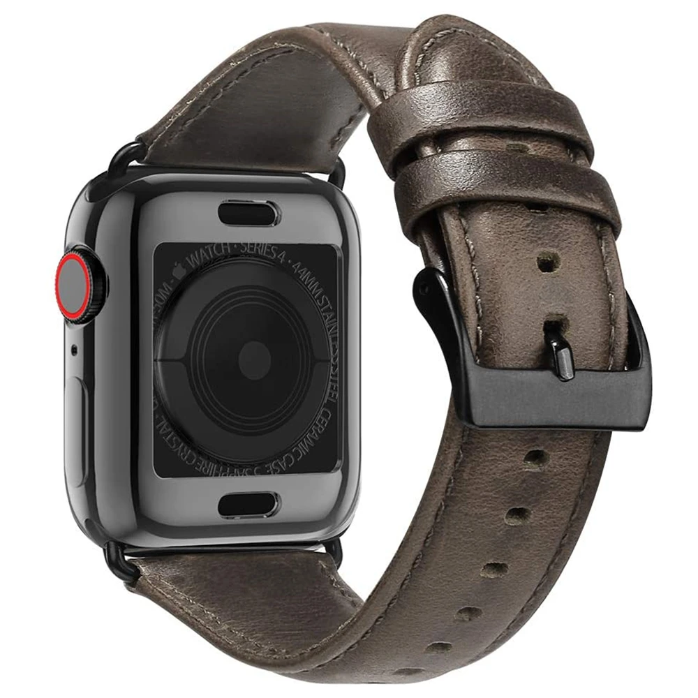 Ремешки из натуральной кожи для Apple Watch Band 44 мм 42 40 38 с Чехол сменный кожаный