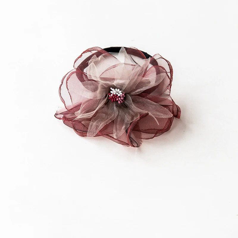 Style 2 Wine Red Для женщин дикий ободок для волос с цветами и жемчугом Магия валик для волос с бантом Кормушка Для DIY прическа; повязка для волос; делая инструменты аксессуары для волос - Цвет: Style 2 Wine Red
