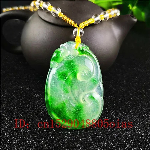 Натуральный изумруд Ruyi зеленый нефрит кулон ожерелье Jadeite ювелирные изделия