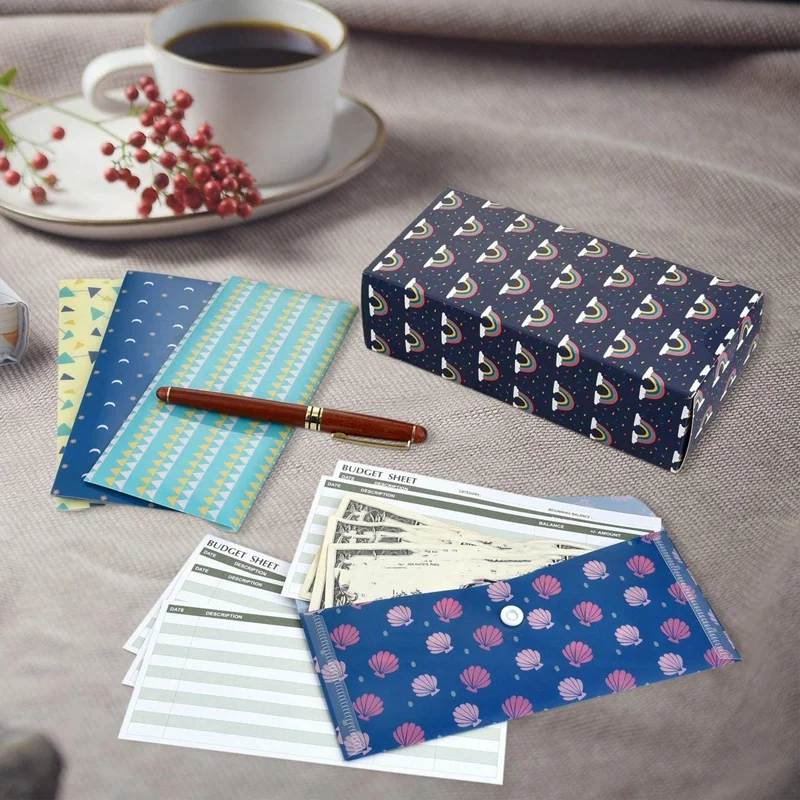 

15 Pack Cash Envelope System for Budget Reusable Plastic Budget Envelope with Budget Sticker Box to Save Money