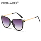 Очки солнцезащитные женские кошачий глаз, в металлической оправе, с градиентом