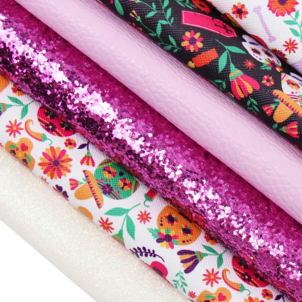 6 colors IBOWS 6 шт./компл. 22*30 см синтетические кожаные листы Хэллоуин искусственная кожа с тиснением для DIY волос лук сумки аксессуары ручной работы - Цвет: 6 colors