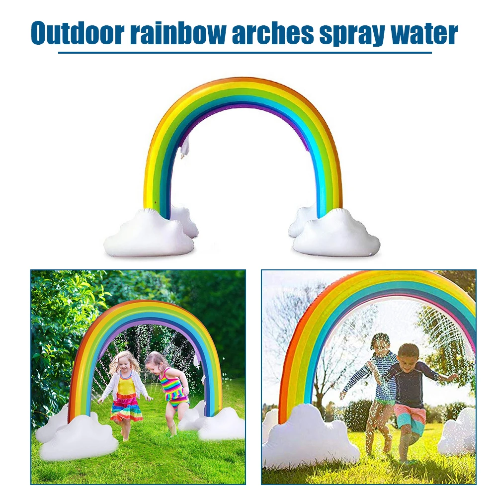 

Inflatable Rainbow Arch Outdoor Summer Sprinkler Toy Parents Children Toddlers Water Spray Toys for Party Birthday Festival