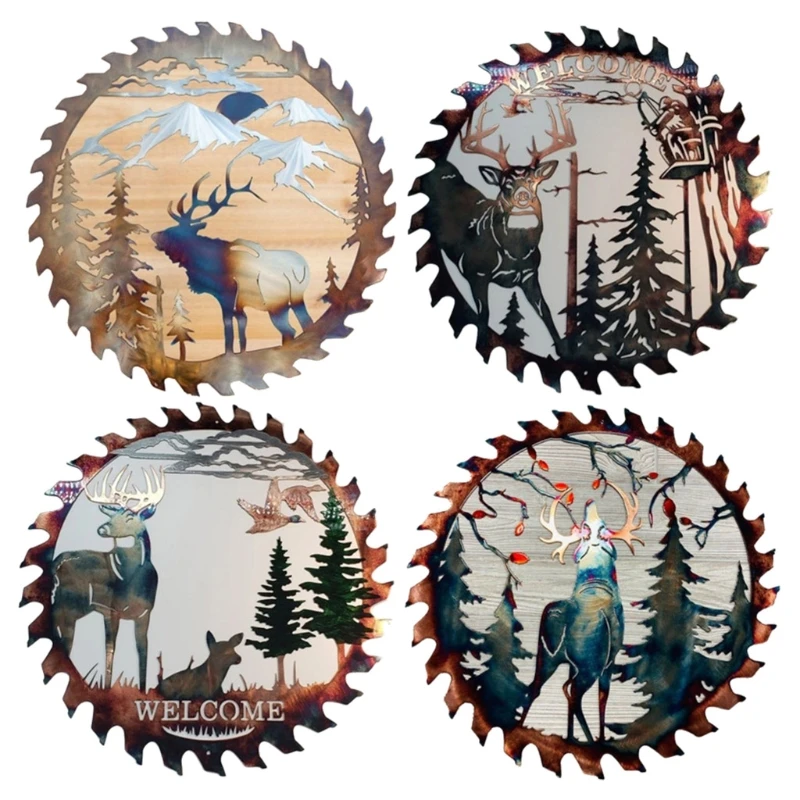 

Wall Art Metal Forest Elk Hanging Sculpture Ornaments for Home Office Outdoor Garden Decorative Silhouette Statues Gift
