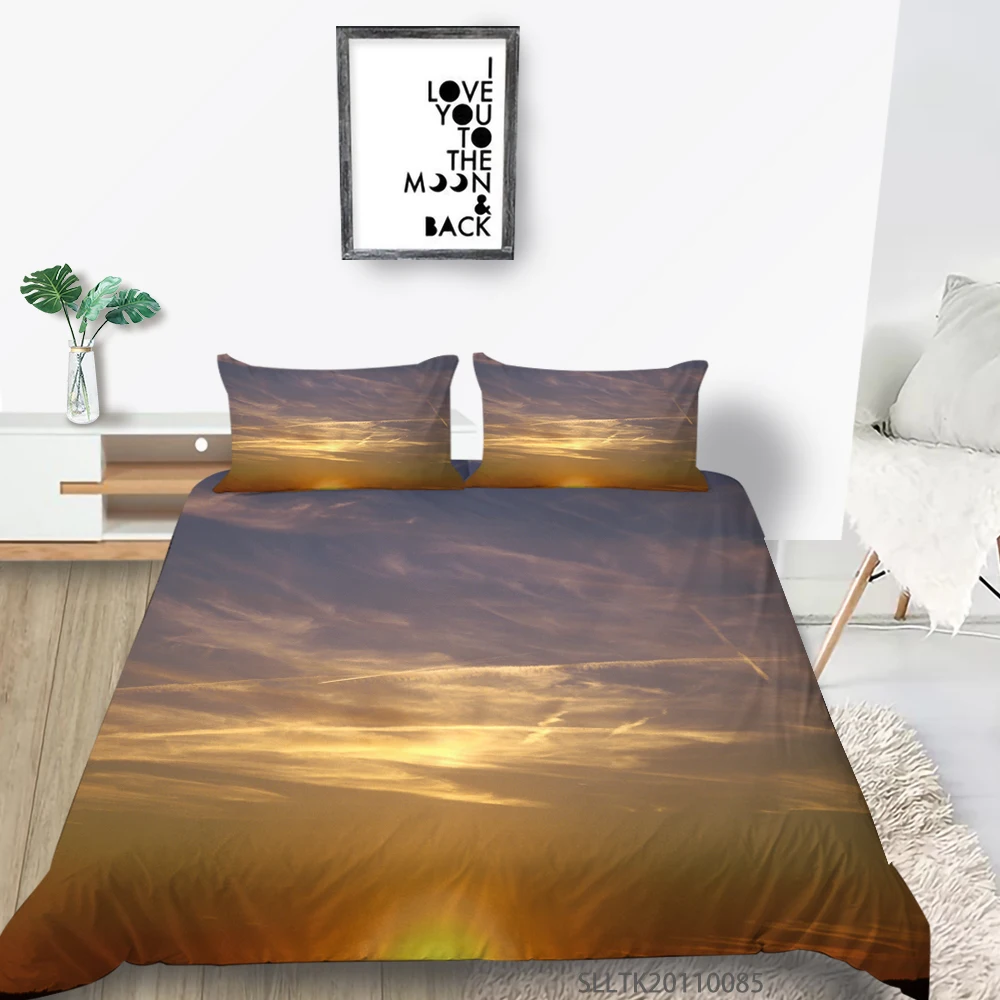 

Sunshine 3D Bedding Set Sunset Print Duvet Cover Set Unique Bed Cover Pillowcase King Queen Full Double Kids Children