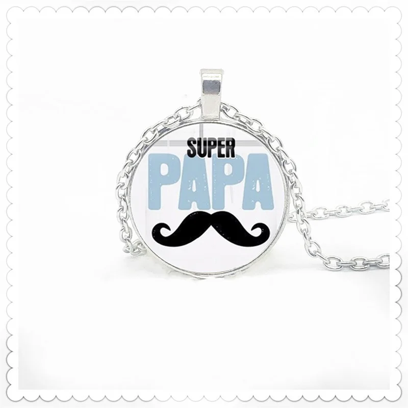 

Father's Day The Best Father Series Necklace Super Dad 25mm Convex Dome Pendant Fashion Glamour Men and Women Necklace