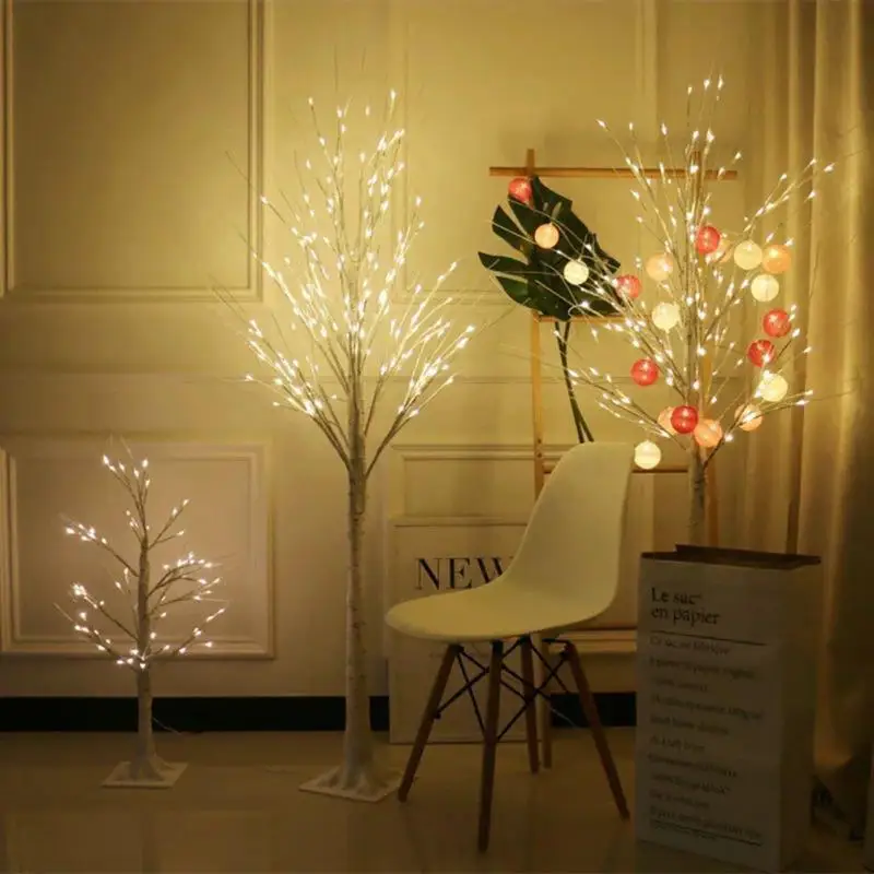 

LED White Birch Light Christmas Decorative Outdoor Lawn Dandelion Fireworks Decor Lamp For Bedroom Garden Terrace Landscape 60cm