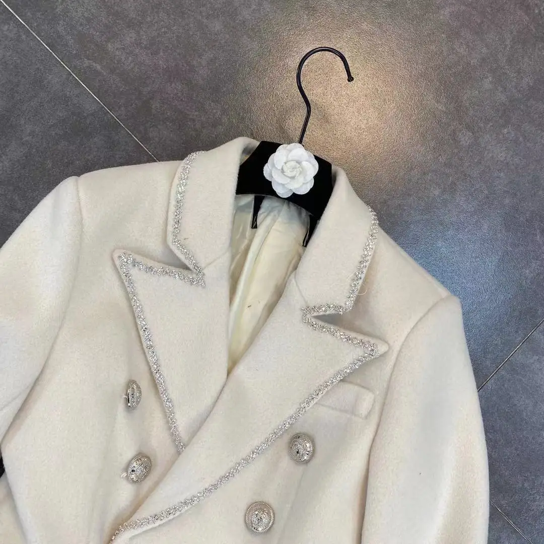 DEAT 2021 весеннее Новое поступление с зубчатым воротником бисером двубортное на