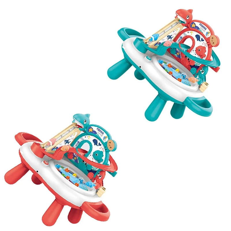

Magnetic Fishing Table Toy Fish Slideaway Toy Sandbox Activity Table Beach Toys Without Battery with Stair Slide