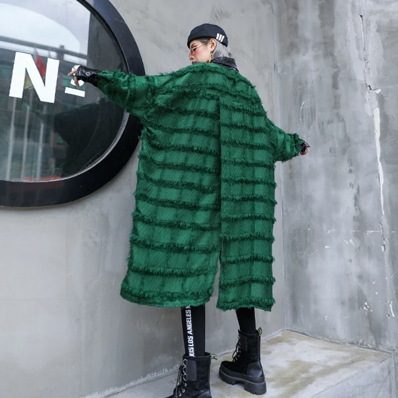 

CHICEVER Hit Color Striped Tassel Women's Shirt Lapel Collar Long Sleeve Oversize Loose Autumn Blouse Female 2020 Fashion New