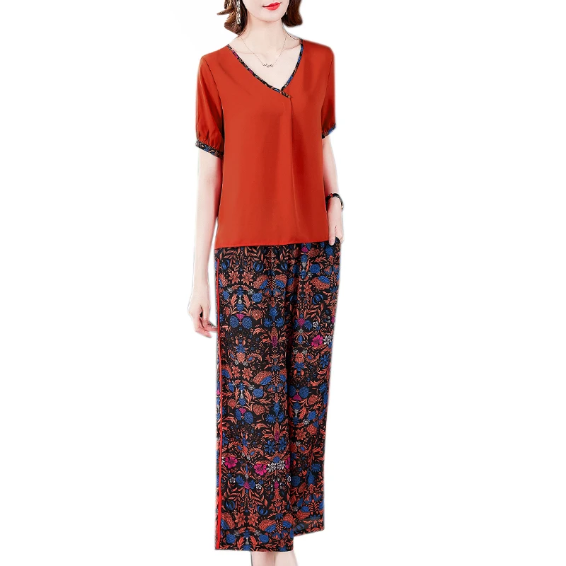 Женский комплект из двух предметов повседневный топа с коротким рукавом и