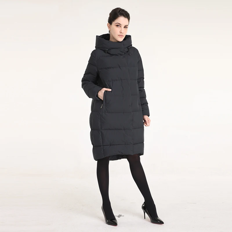 Женская куртка с капюшоном BURELLA однотонное хлопковое пальто высоким воротником и
