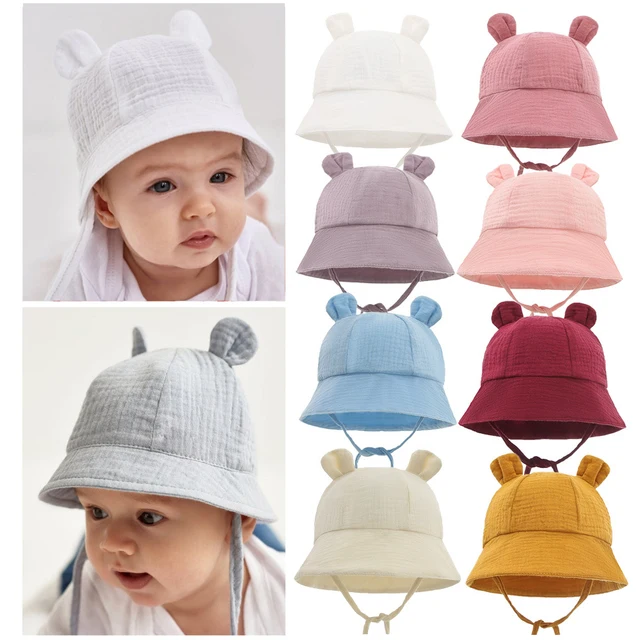 Spring Autumn Solid Color Soft Baby Bucket Hat Cotton Fisherman Hats Kids Summer Toddler Boys Girls Panama Sun Cap Children 1