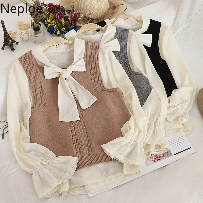 Neploe осенне весенний элегантный комплект из 2 предметов женская белая рубашка с