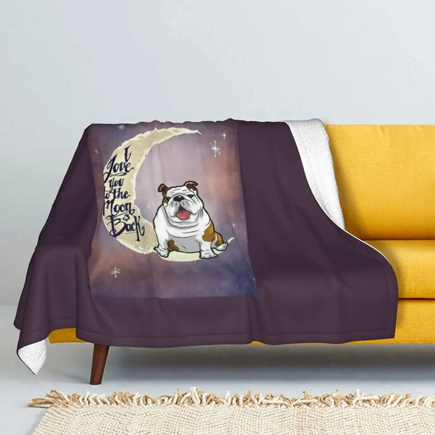 

Fleece Blanket Queen Size Soft Microfiber Cozy Lightweight English Bulldog Printed Blanket, 50"X40"