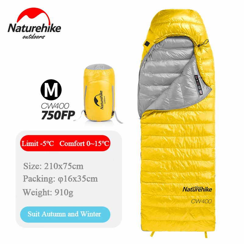 Winter M Yellow Naturehike CW400 спальный мешок с белым гусиным пухом, зимний теплый спальный мешок s NH18C400-D - Цвет: Winter M Yellow