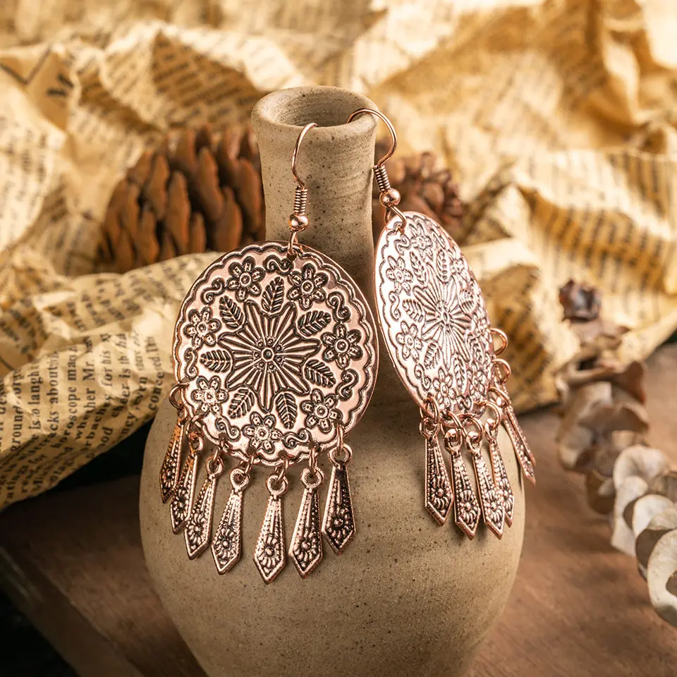 Женские винтажные серьги подвески под старину вечерние висячие цвета розового