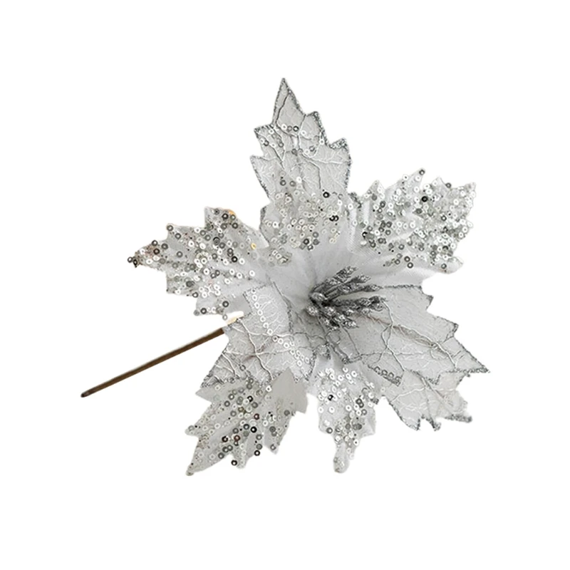 

Фланелевые Искусственные цветы с блестками и стеблями, товары для вечерние на Рождество, домашнее, свадебное, вечерние чное украшение