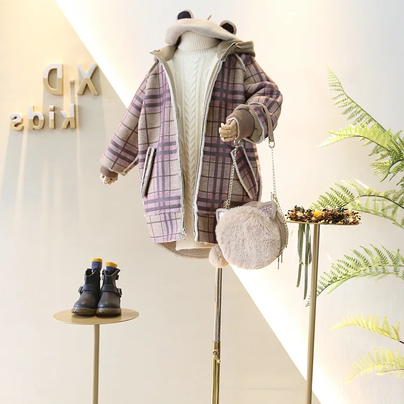 

2019 Baby Girl Plaid Hooded Winter Coats girls kids Thicken Warm coat jacket Children fashion casual Clothes