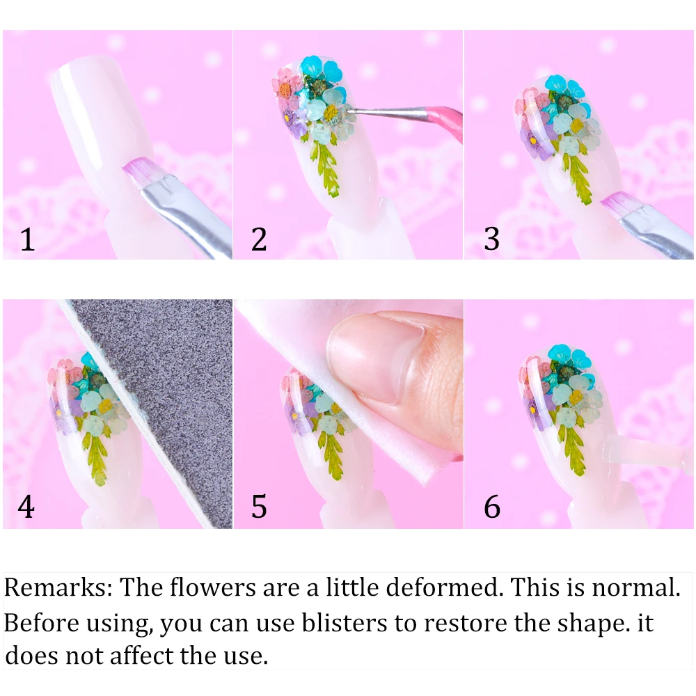 Натуральные сухие цветы набор наклейки для дизайна ногтей 3D многоцветные