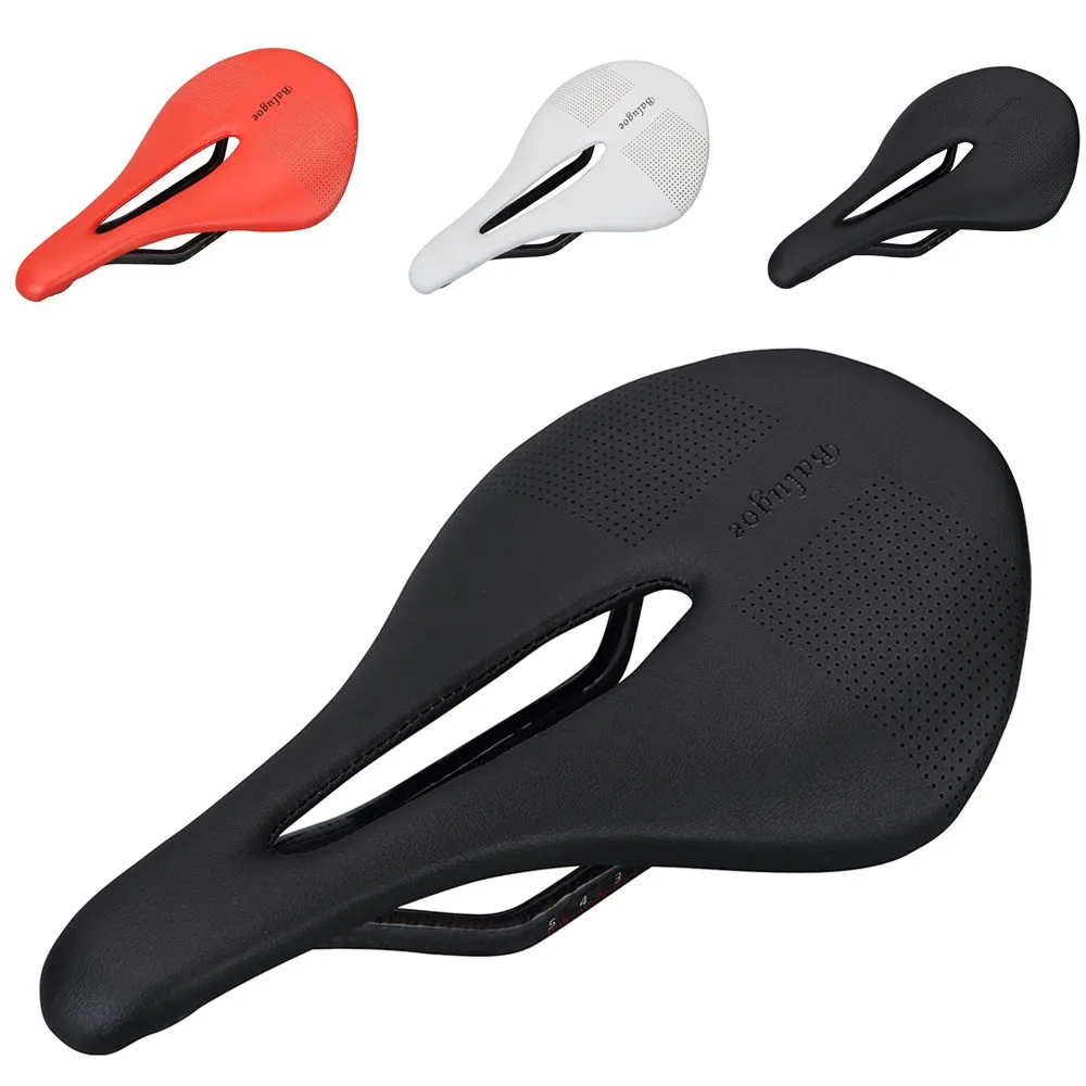 

2022 New BALUGOE MTB Road Bike Carbon Fiber Saddle 240-143 mm/110g Thin Leather Cushion Hollow Bicycle Accessories