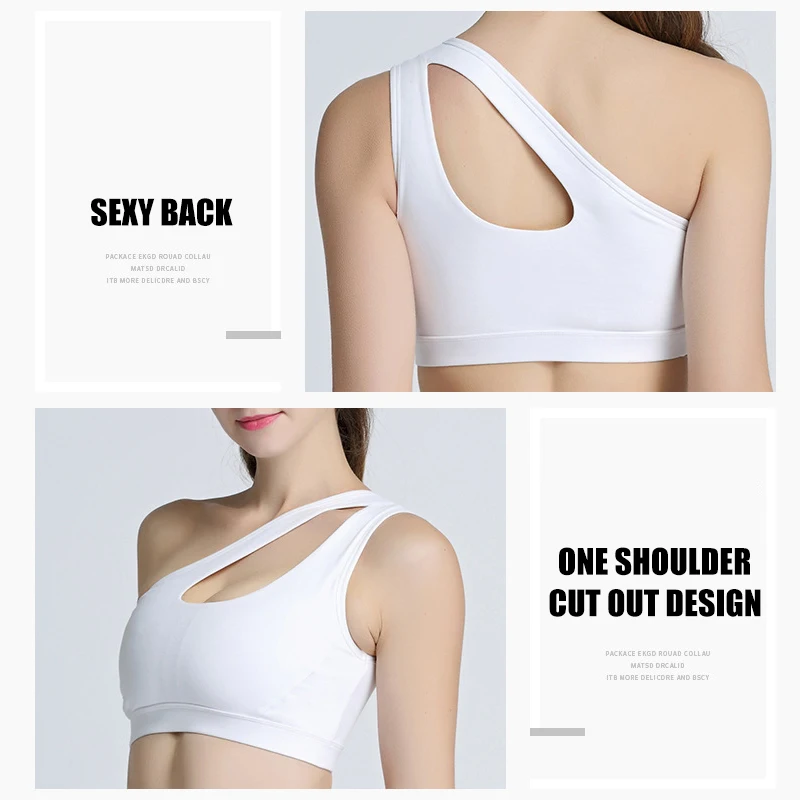 Спортивный бюстгальтер без стального кольца на одно плечо ударопрочный