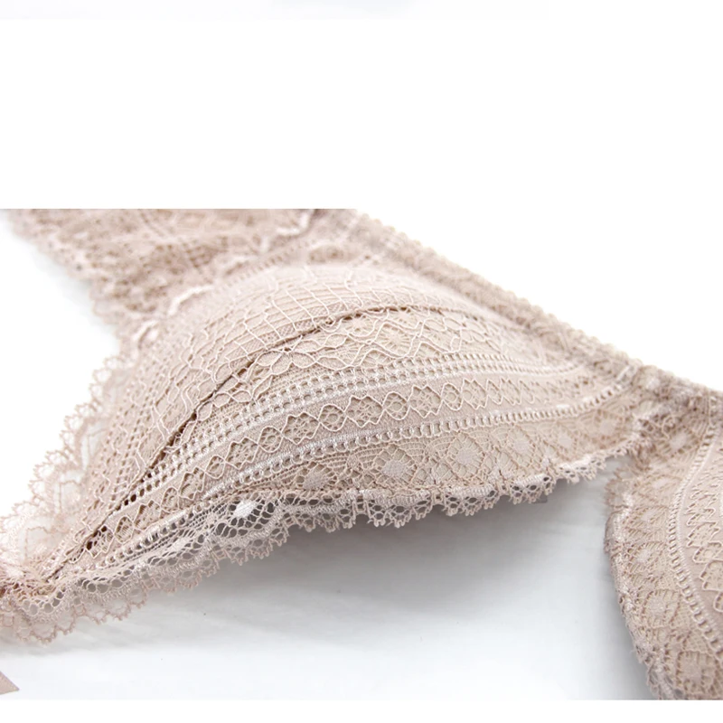 

Logirlve Sexy Lace Floral Bra Small Breast Seamless Push Up Wire Free Retractable Chest Adjustable Upper Underwear Women 3/4 Cup