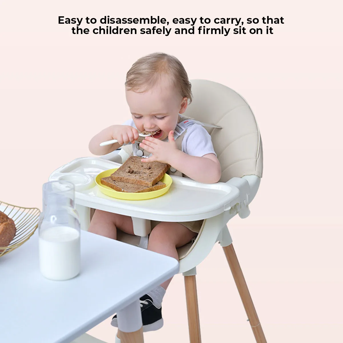 저렴한 PU 커버와 다기능 휴대용 더블 레이어 아기 식탁 좌석을 먹이는 어린이를 위한 접이식 아기 의자