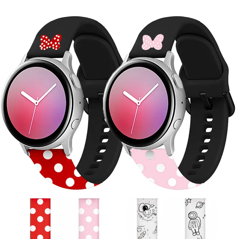 

Силиконовый ремешок с принтом для Samsung Galaxy watch 4 3, браслет для Active 2 45 мм 41 мм/46 мм Gear S3, Huawei GT/2/2e 3, 20 мм/22 мм