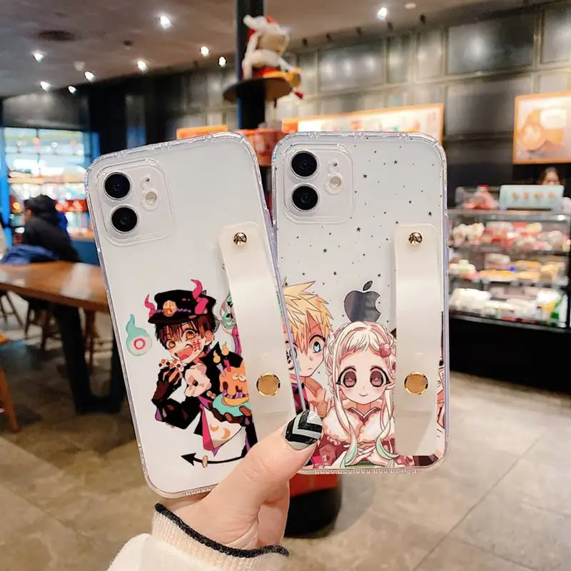 

Anime Hanako Kun Yugi Phone Case Wrist Strap For iPhone 7 8 11 12 X XS XR MINI Pro Max Plus Hand Band Transparent Clear