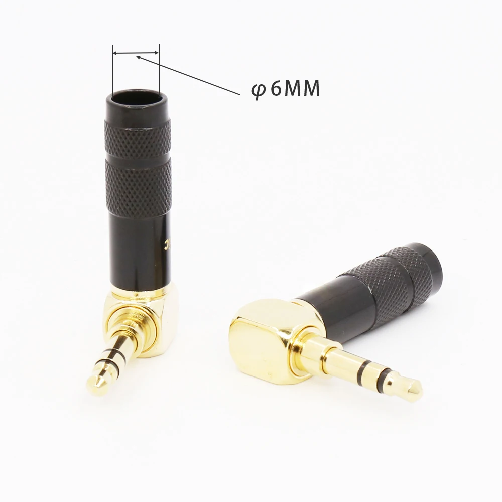 2PCS 3.5mm Plug Audio Jack 3 Pole Earphone Splice Adapter DIY HiFi Stereo Headphone Solder Wire Connector 90 Degree Bend Plug