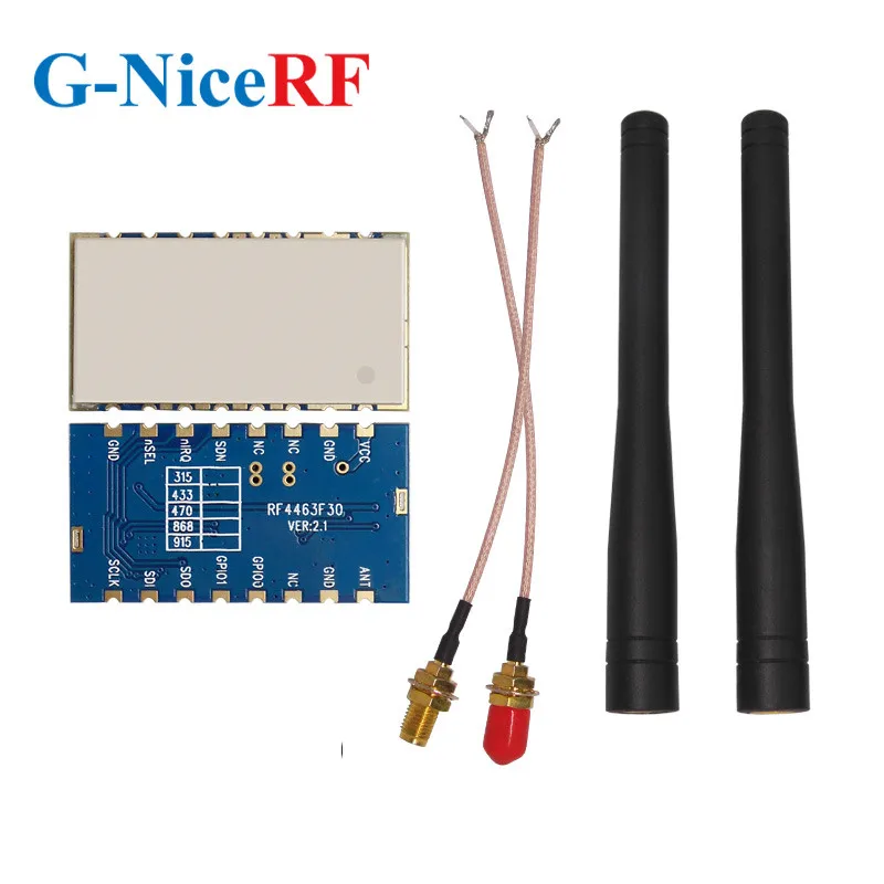 2 шт. 1 Вт Si4463 встроенный FSK 433MHz TX/RX модуль RF4463F30 + резиновая антенна головка SMA