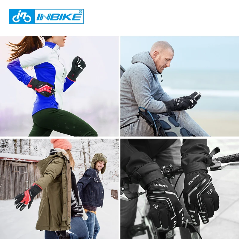 Зимние велосипедные перчатки INBIKE, гелевые термоперчатки для мужчин и женщин, спортивные ветрозащитные водонепроницаемые велосипедные пер... (art.: 7a4bf8080) - 7a4bf8080