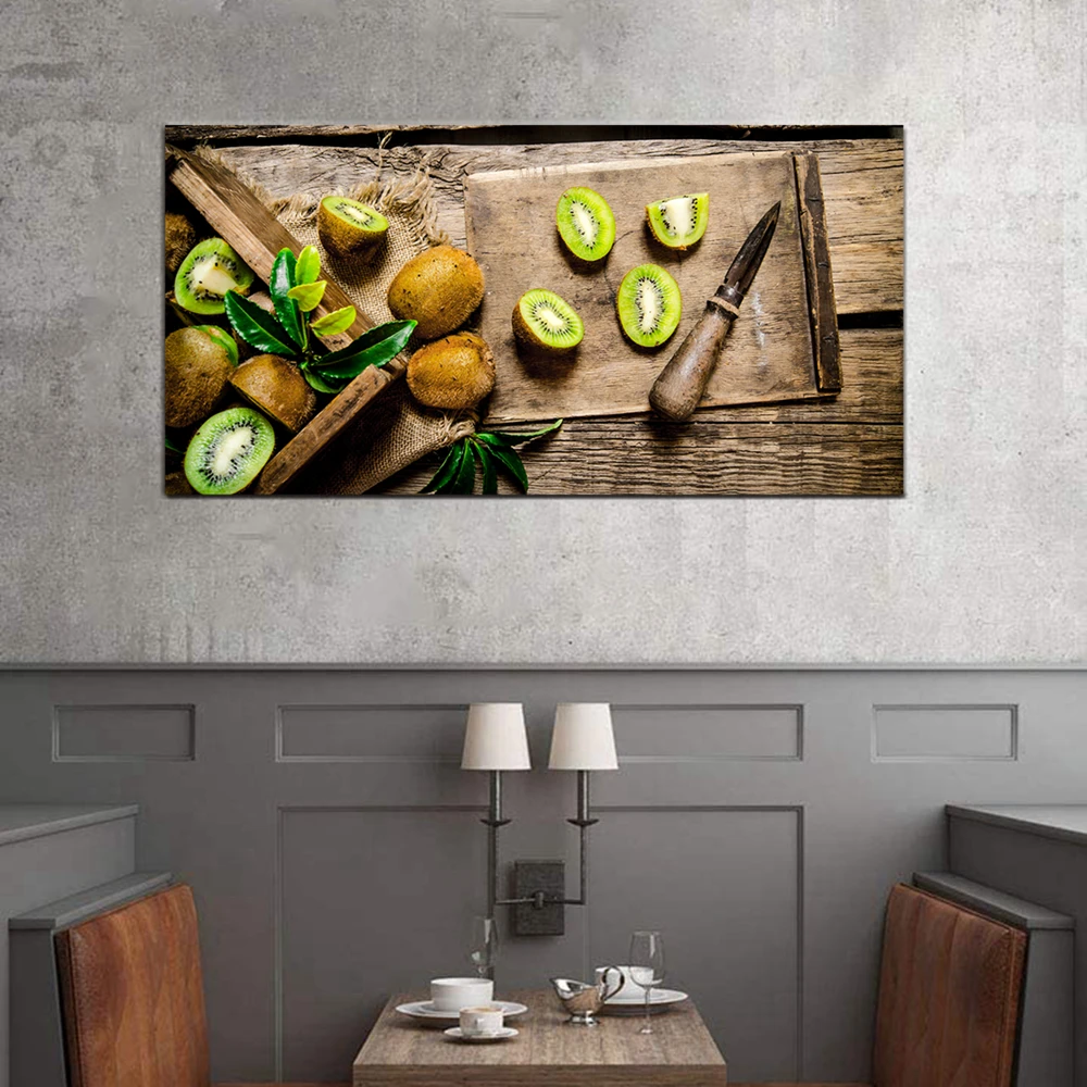 

Kiwifruit Still Life Canvas Print Kitchen Wall Art Painting for Restaurant Home Decor Food Fresh Fruits Large Picture Dropship