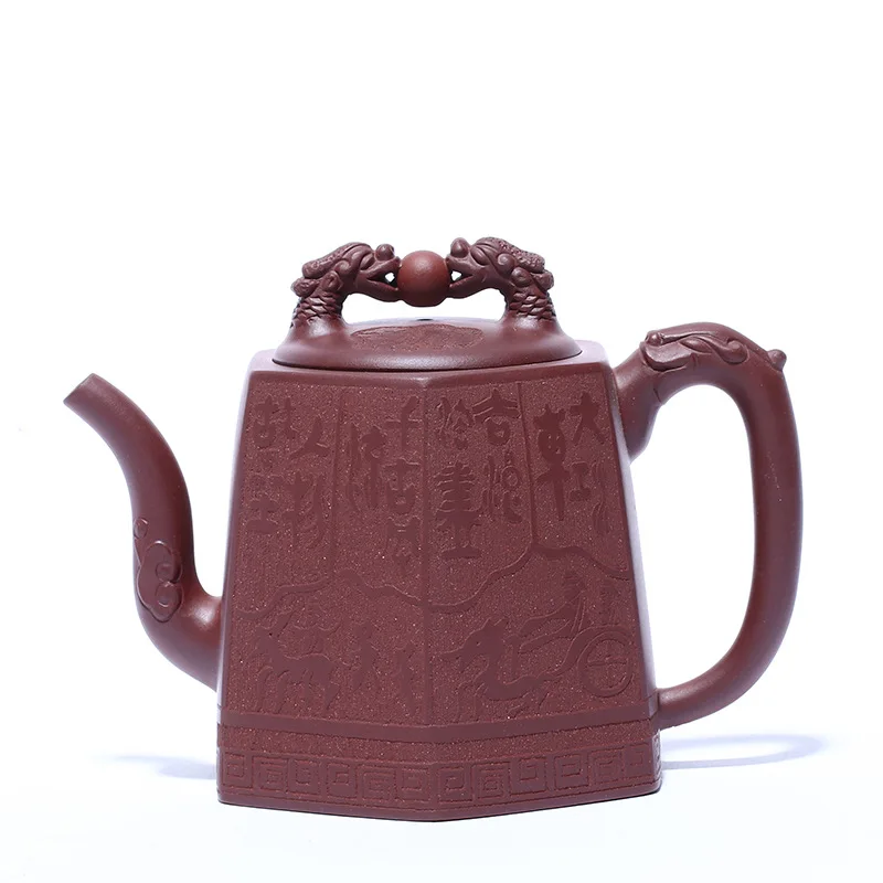 

Yixing purple clay teapot famous hand-made raw purple clay six dragon right Teapot Tea Set Gifts