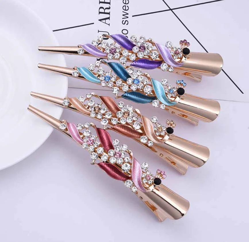 Earofcorn Retro Gun Gray Gold Color Flower Headdress Rhinestone Leaf Hairpin Elegant Woman Hair Jewelry Accessories | Украшения и